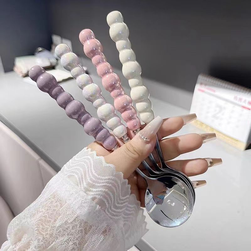 Kitchen Gadgets For Seniors - Pearl Handle Spoon Stainless Steel Stirring