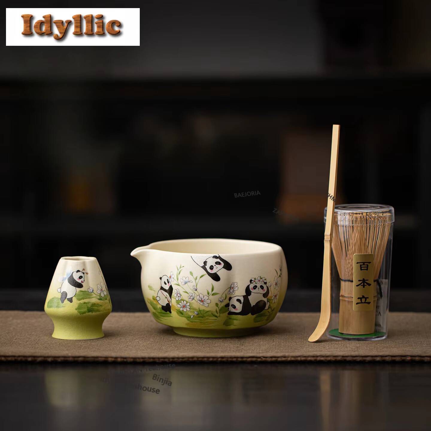Kitchen Gadgets Japanese - Rock Mineral White Panda Tea Set